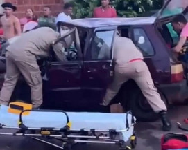 Idoso fica preso às ferragens em acidente entre caminhonete e carro em Nova Andradina