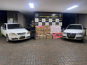 Dupla é presa com carros lotados de mercadorias contrabandeadas do Paraguai