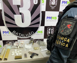 Homem de 28 anos é preso em Dourados por tráfico e porte ilegal com droga na geladeira e arma no guarda-roupa