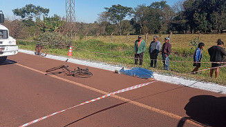 Ciclista morre atropelado por carreta no Anel Viário da MS-156