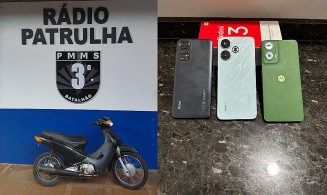 PM recupera moto roubada e apreende celulares durante ação no Parque das Nações