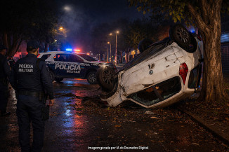 Perseguição, tiros e acidente terminam com prisão de motorista em Dourados