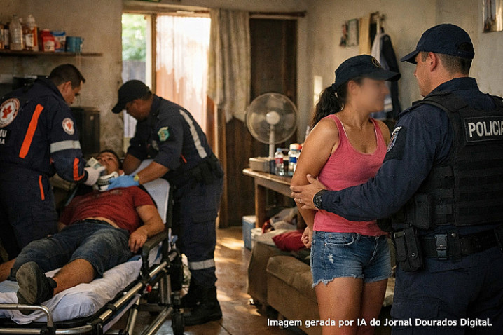 Briga entre casal termina com homem esfaqueado e mulher presa em flagrante