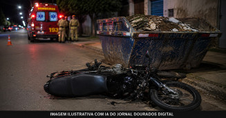 Motociclista morre após colidir contra caçamba de entulho em Rio Brilhante